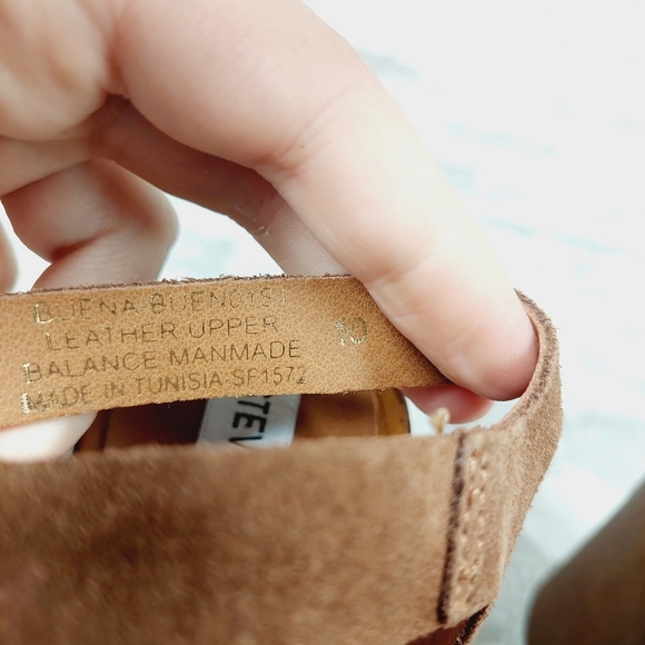 New Steve Madden Alabama Platform Suede Brown Strap Wooden Studded Sandals F655 - Picture 10 of 11